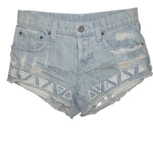 Car Mar Light Wash Triangle Cutoff Denim Shorts - Size 24